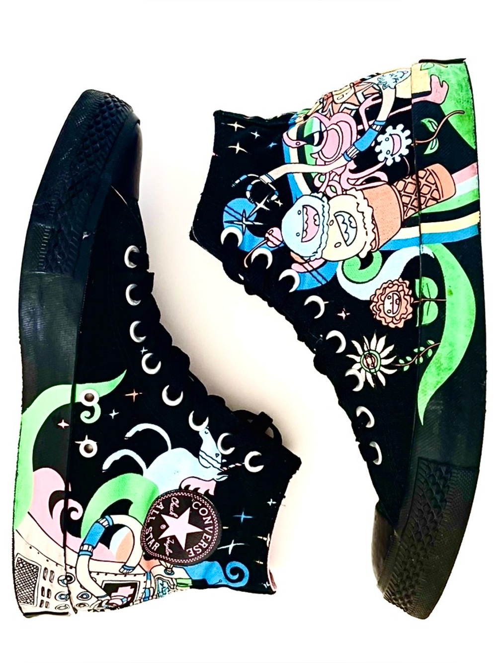 Vintage 2000s Converse Chuck Taylor All Star Hi Comic Neon Graphic Men 7 Women 9